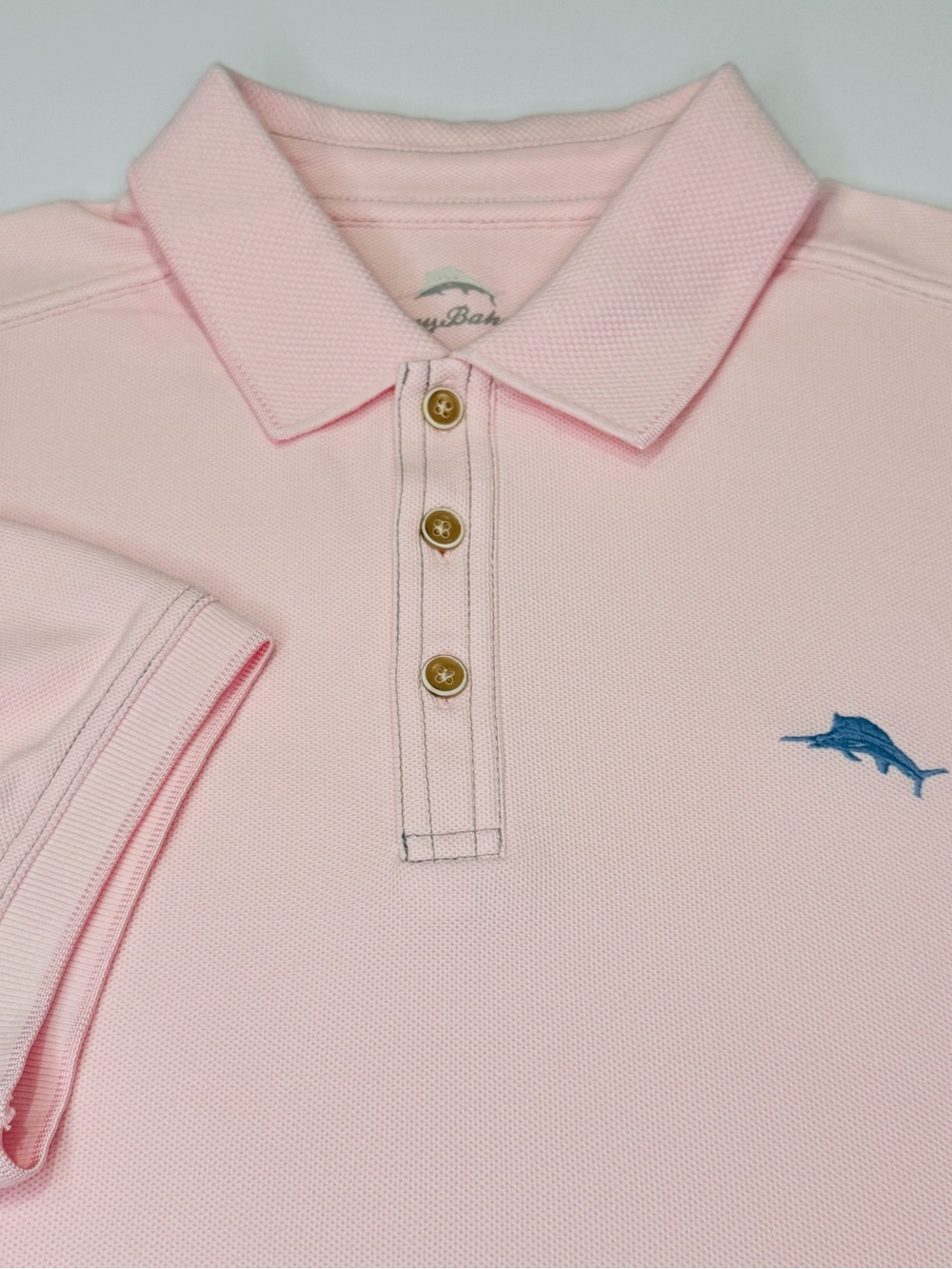 Tommy Bahama Supima Men's Large Short Sleeve Polo Light Pink Golf Resort